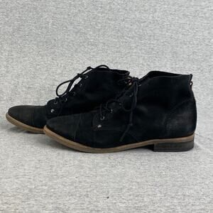 Diba Booties Womens 9.5M Black Leather Eli Boots Combat Lace Up Cap Toes